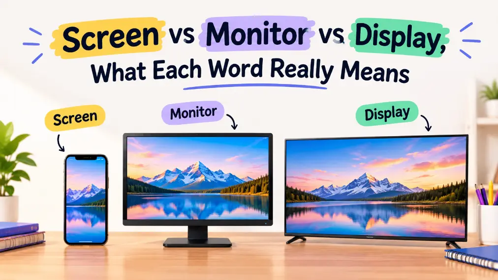 Screen vs Monitor vs Display, What Each Word Really Means